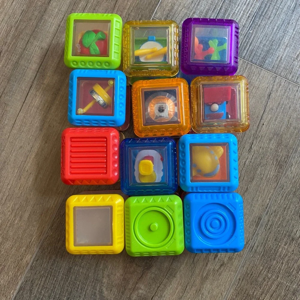 Fisher Price Peek-a-Blocks Sensory Toy Lot of 12 Vehicles Music Shapes Multi VTG